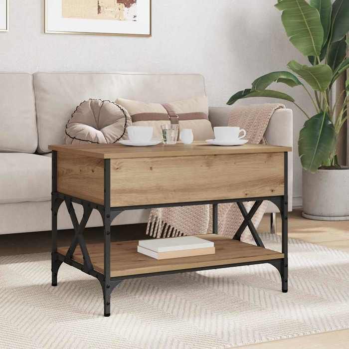 Petite Table Centrale de salon Marron - LEMON® Table basse - chêne artisanal - 70x50x50cm - Bois dingénierie 991 - Soldes