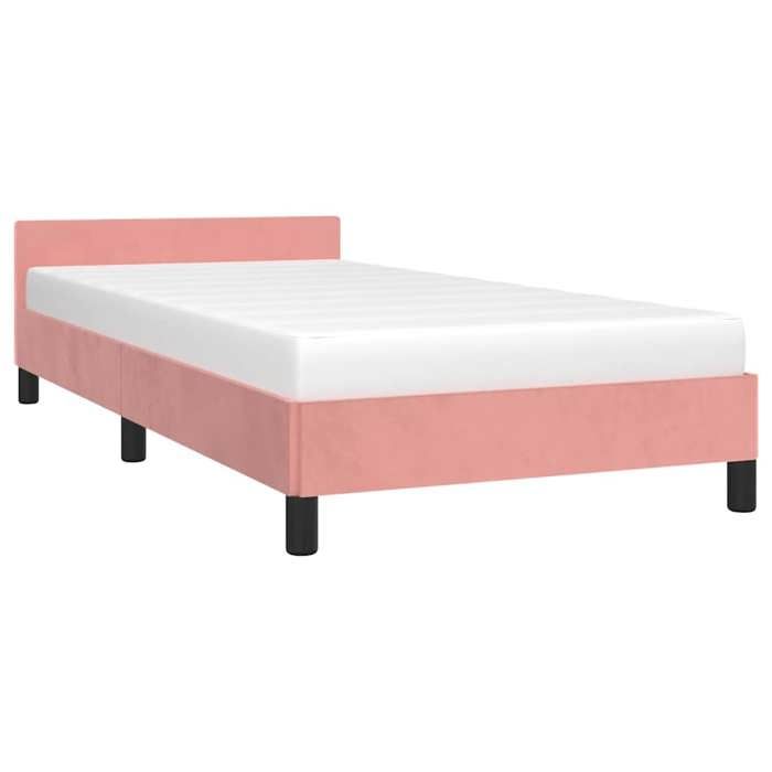 Bon planLit 1 places Rose - 90x190 cm - LEMON® - Cadre de lit et tête de lit - sans matelas - rose 90x190 cm velours 2618316