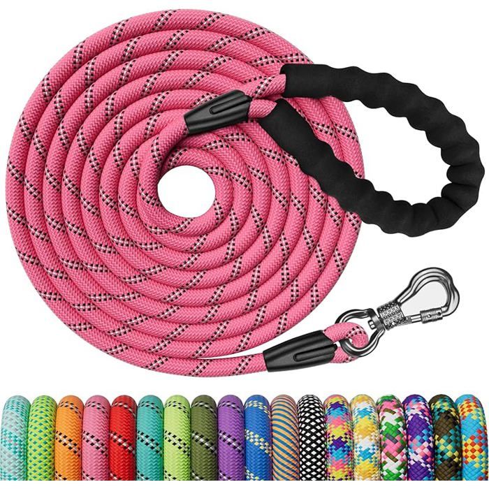 Longe pour Chien 3M 5M 10M 15M 20M 25M 30M Laisse de Dres Laisse avec Poignée Confort et Mousqueton Rose 10M x8 mm 10M X8 MM LONGE