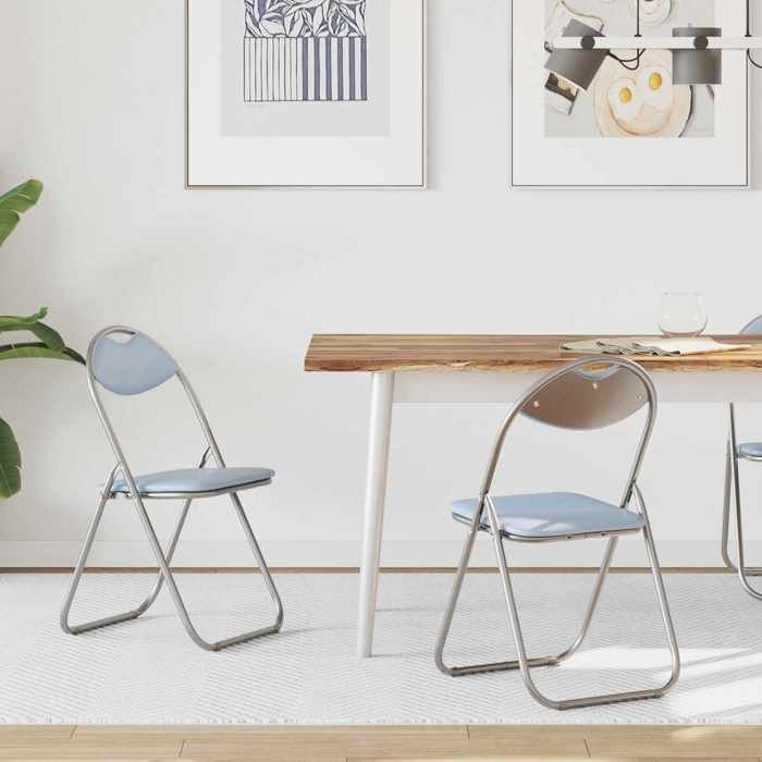 2 pcs Chaises de cuisine Gris - Magnifique Chaise pliante Classique Pour salon Gris 48x43 5x81cm Simili cuir 1314