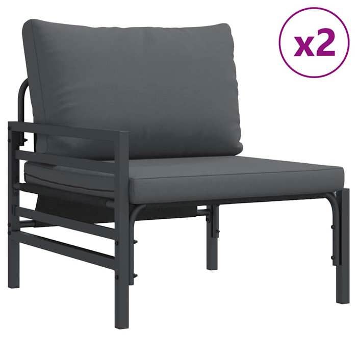 En Promotion Ensemble de canapé de jardin avec coussin 3 pcs - SHIELD - Jeu de Table dextérieur + 2 chaises - Noir Acier 8418367