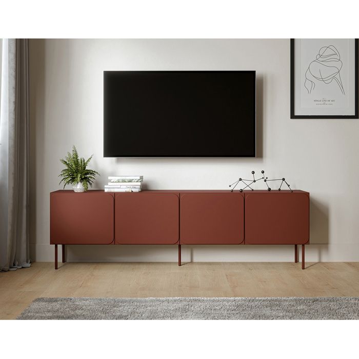 Elvis - meuble tv 200 cm - 4 portes - Terracotta