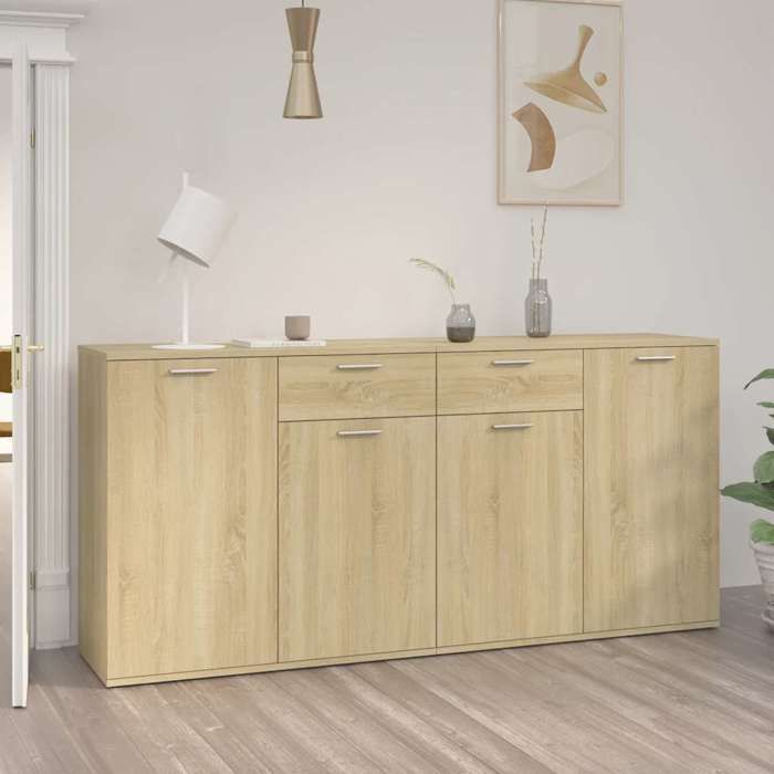 Décoratif - Buffet bahut - Placard de rangement moderne - Chêne sonoma 160x36x75cm - bois dingénierie - pour entrée con6807060
