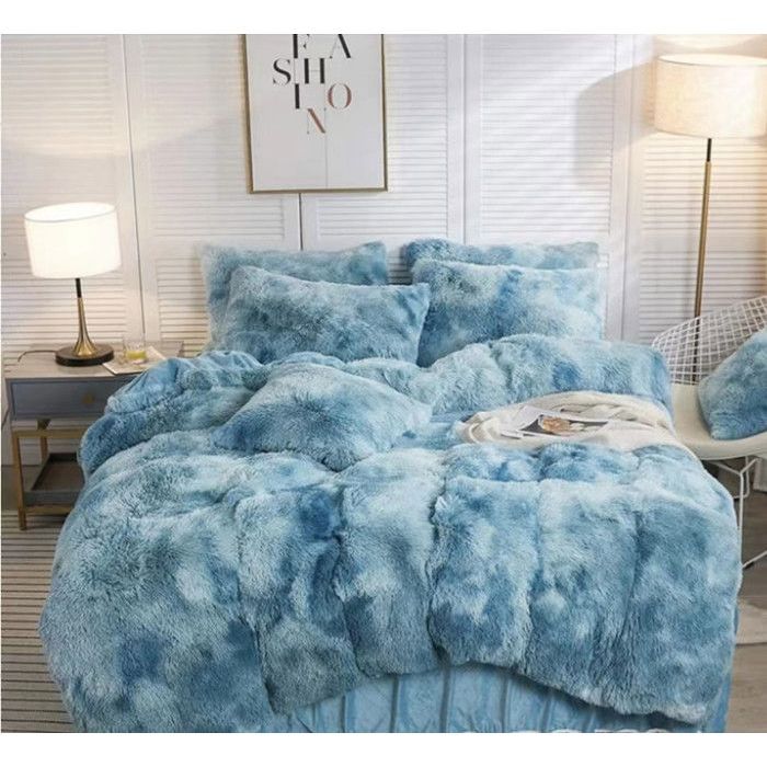 Housse de Couette à Poils Longs en Peluche 200*230 Ultra Douce en Velours Cristal Housse de Couette en Flanelle épaisse Coloré