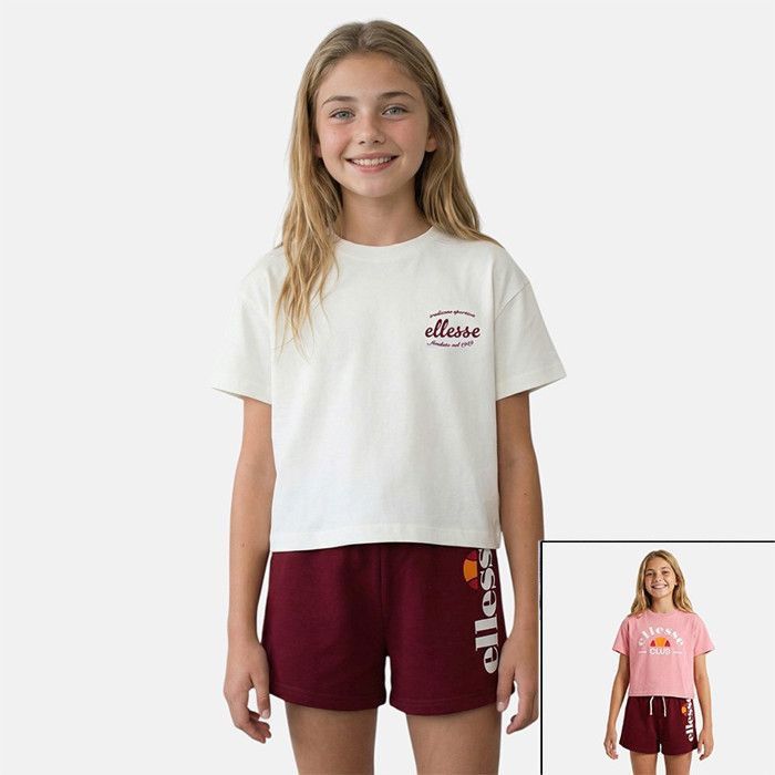 ELLESSE - Pack de 2 tee shirt et short - blanc et rose - 12 ans - Blanc - Filles