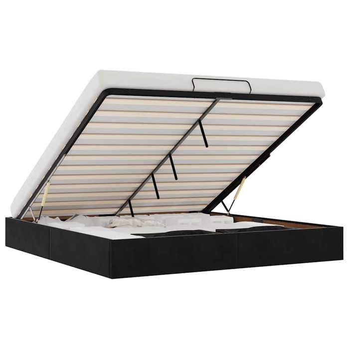Cadre de lit ottoman 2 places avec matelas 180 x 200 cm - vidaXL - velours - noir - 203 x 180 x 235 cm 757sgs27k