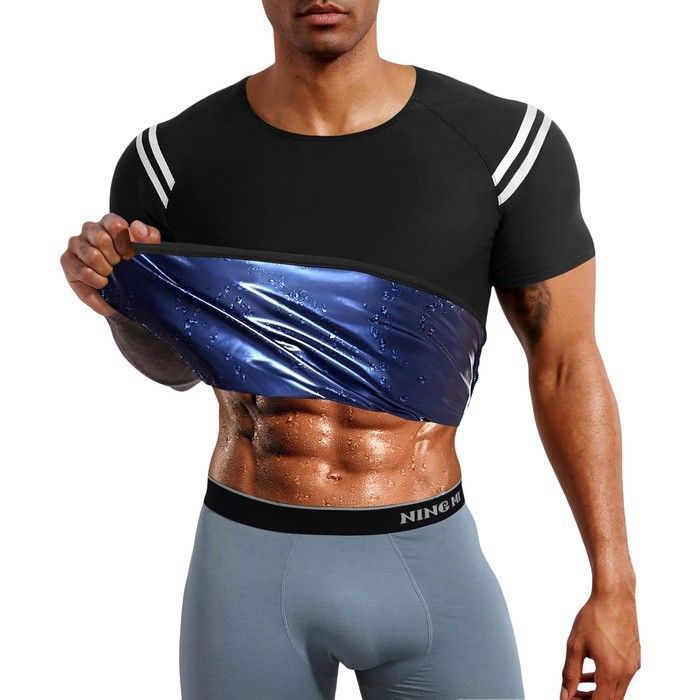 T-shirt néoprène homme - NINGMI - L/XL - effet sauna amincissant - fermeture zippée - bandes réfléchissantes