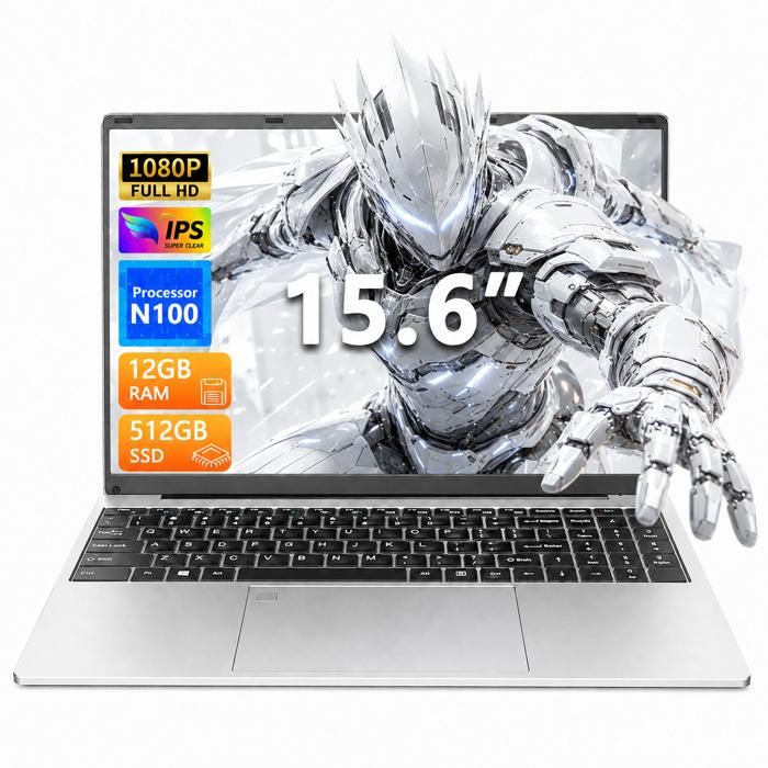Ordinateur portable de jeu - 15.6 Intel N100 (4C/4T jusquà 3.4GHz) 12GB RAM DDR4 512G SSD Windows 11PRO WiFi5 HDIM.