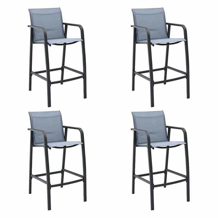 Chaises de Bar de Jardin Lot de 4 Gris 54 x 63 5 x 109 cm en textilène et acier pour Jardin et Terrasse 32209
