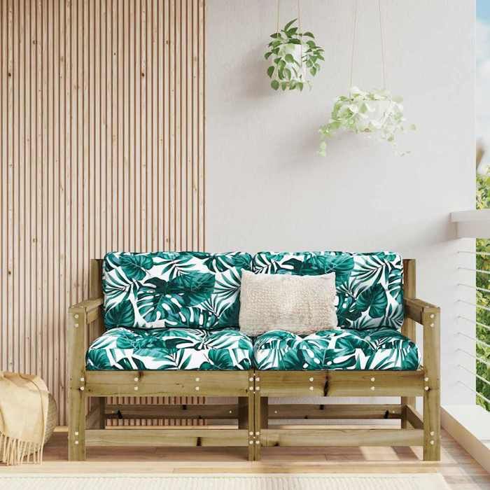Fauteuils de jardin (par siège):110 kg avec coussins (lot de 2) bois de pin imprégné - Petit canapé balcon LL2447