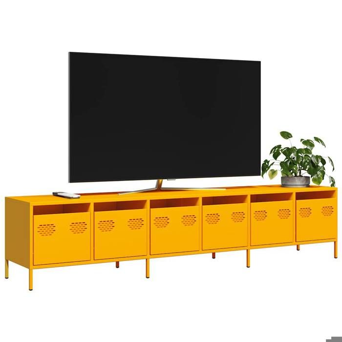 Cabinet HIFI Moderne 1 PC ARMOIRE TV Meuble base salon jaune moutarde 202x39x43 5 cm acier laminé à froid T29