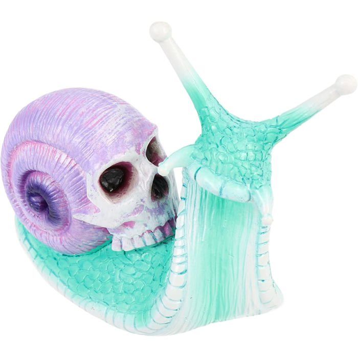 Ornement crâne escargot Halloween en résine – Statue décorative jardin et bureau – 1 pièce vert
