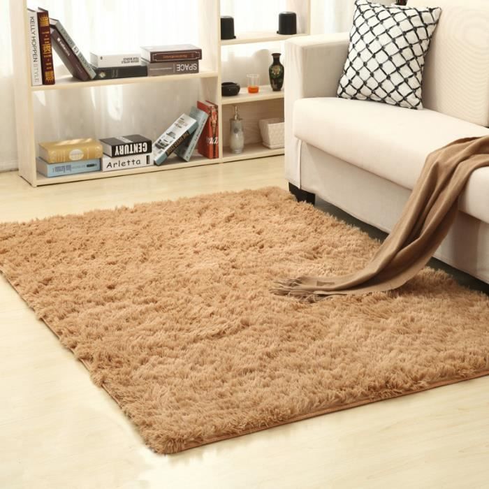 Tapis Salon Shaggy Poils Longs 160x230 Cm - Couleur Gris Foncé - Descente De Lit Douce FREOSEN