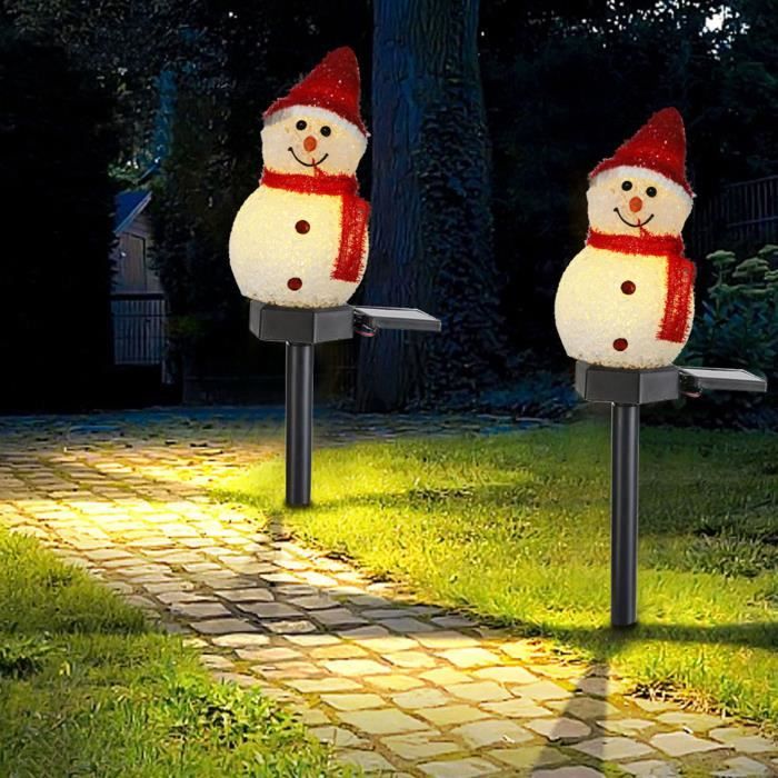 Lampe solaire bonhomme de neige énergie de Noël décoration de patio chemin de jardin extérieur 130989