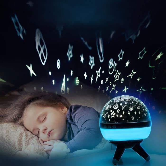 Lampe Projecteur Ciel Etoiles Veilleuse Enfant étoile Led Bébé Avec Câble Usb Rechargeable Lumière Des étoiles Ciel éclairage Noir