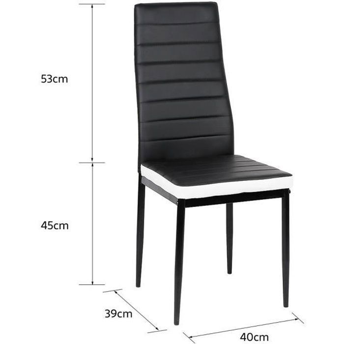 Chaises de salle à manger SHE - Simili cuir noir et blanc - Style contemporain