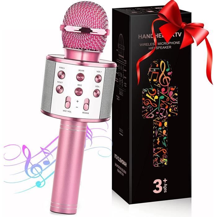 Microphone Enfant, Micro Karaoké Cadeau Anniversaire Fille 4-10