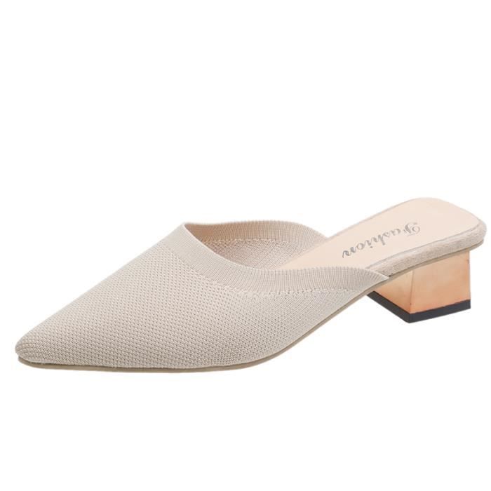 Abricot Pour38 Mules talon moyen respirant en maille pour