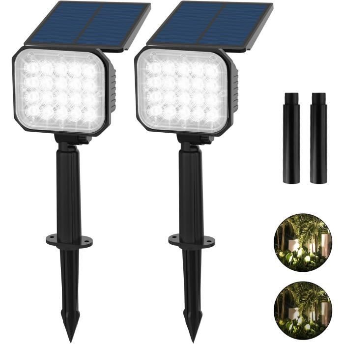 Lampe Solaire Extérieur [256 LED], Lumiere Solaire Exterieur avec Détecteur  de Mouvement,3 Modes Spot Solaire Exterieur,Câble de 5M