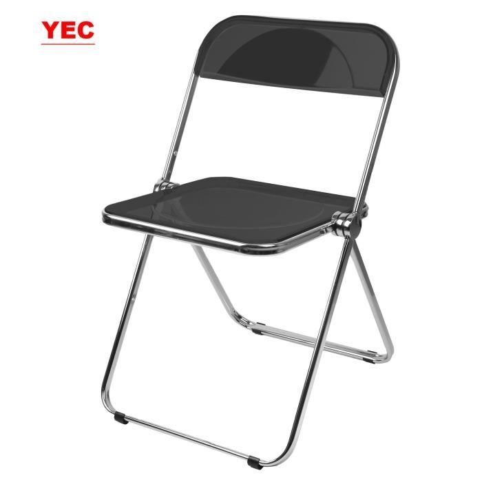 chaise pliable en plexiglas - yec - capacité 200kg - noir
