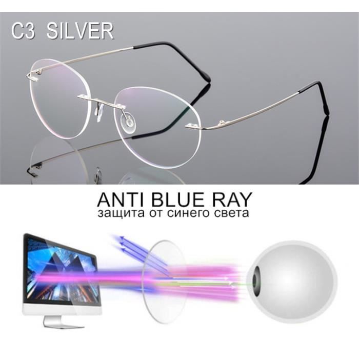 Lunettes de vue myopie sans monture hommes femmes cadre en alliage
