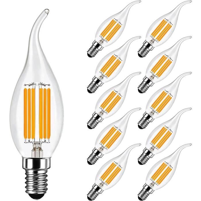 Pack 12 Ampoules LED E14 6W Blanc Chaud - Équivalent 60W, 540 Lumens, Forme Bougie