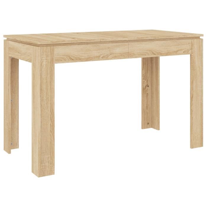 Table à manger - Bois dingénierie - Chêne sonoma - Rectangulaire - 4 places
