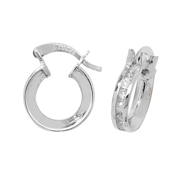 Boucles D'oreilles Or 9 Carats Avec Zirconium Cubique - 7mm, Rond Brillant, Pour Femme, Neuves