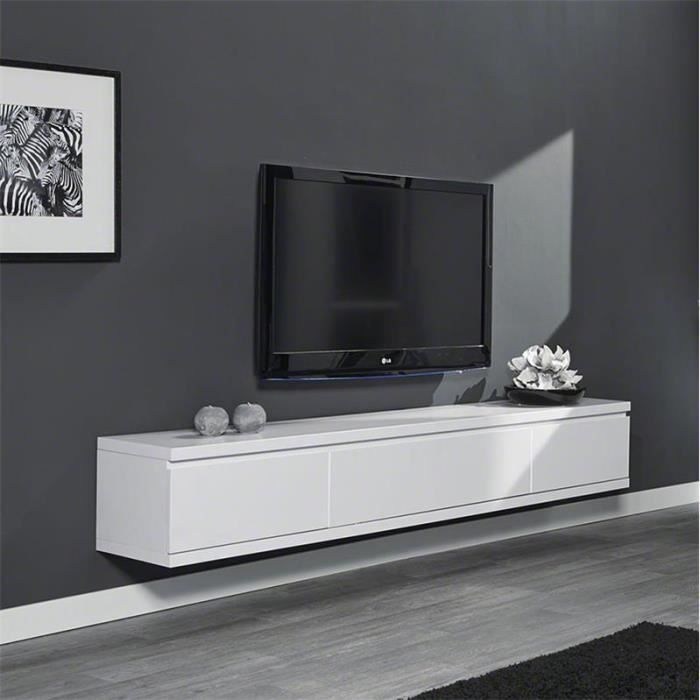 Meuble Tv Suspendu Laqué Blanc Design