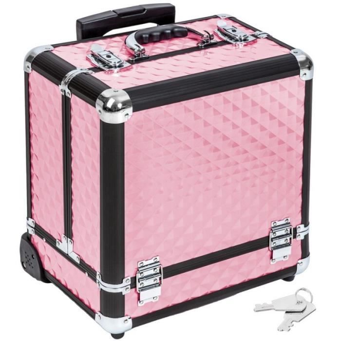 Malette Trolley Valise Esthetique Coiffure Maquillage Pro Rose