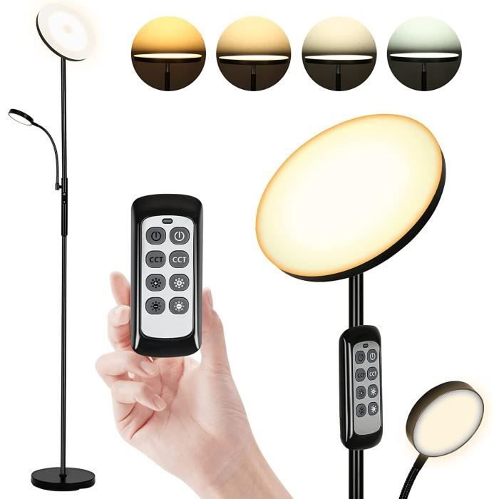Lampadaire LED 27W Dimmable Avec Télécommande - Noir, Moderne, Pour Lecture
