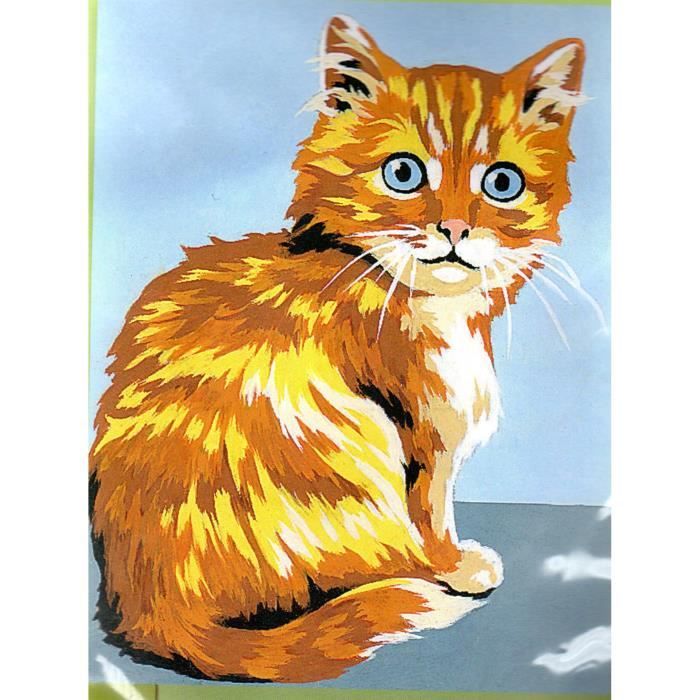 Kit Canevas Chat D 14 x 18 cm Pénélope Blanc Petits Trous