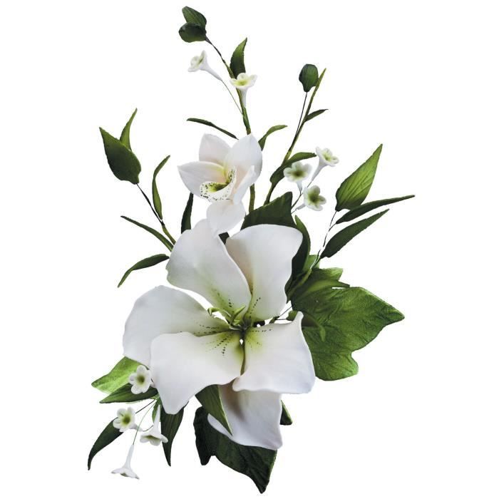Moyen bouquet fleur de lys blanc - l unite.. Cuisine : Le Decor  (alimentaires Azymes - Pate D Amandes - Sucre) - Cdiscount Au quotidien