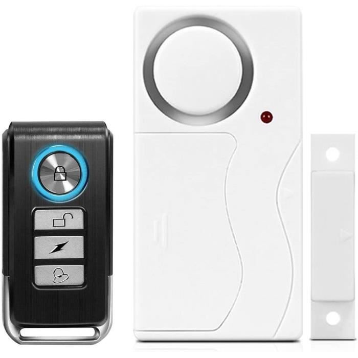 Alarme Sans Fil Pour Porte Et Fenêtre - 108dB, Avec Télécommande, Installation Facile, Idéal Maison/garage
