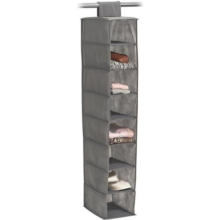 Etagère de rangement en tissu à suspendre - Zeller - 8 casiers - Gris Etagère de rangement en tissu à suspendre - Zeller - 8 casiers - Gris
