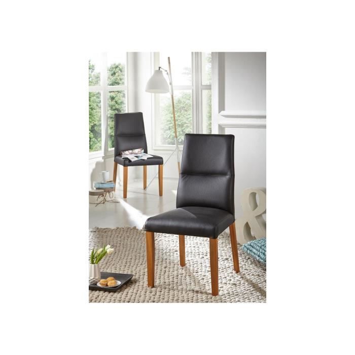 Chaise En Cuir Madras Noir Bois Massif De Chene Sauvage Huile Berlin 103 Achat Vente Chaise Noir Cdiscount