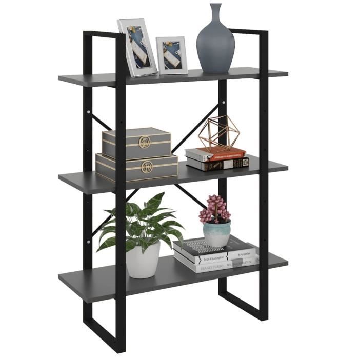 7215•{SUPER} SALE Meuble Etagère Contemporain - Bibliothèque Gris 80x30x105cm Étagère Cube Meuble de Rangement Aggloméré
