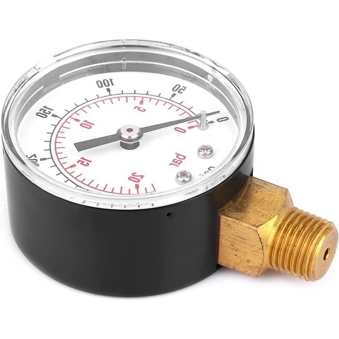 Manomètre Laiton 0-60PSI/0-4bar - Connecteur 1/8 BSPT Pour Air, Eau, Huile, Gaz Non Corrosifs