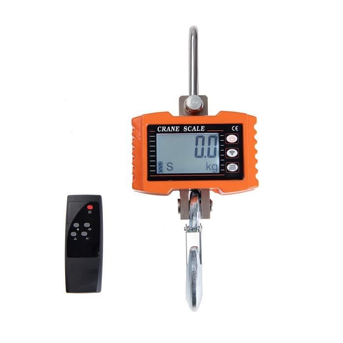 Balance Suspendue Numérique 1000kg – Pour Chantier, Garage, Ferme – Écran LCD Rétroéclairé, Crochet Robuste