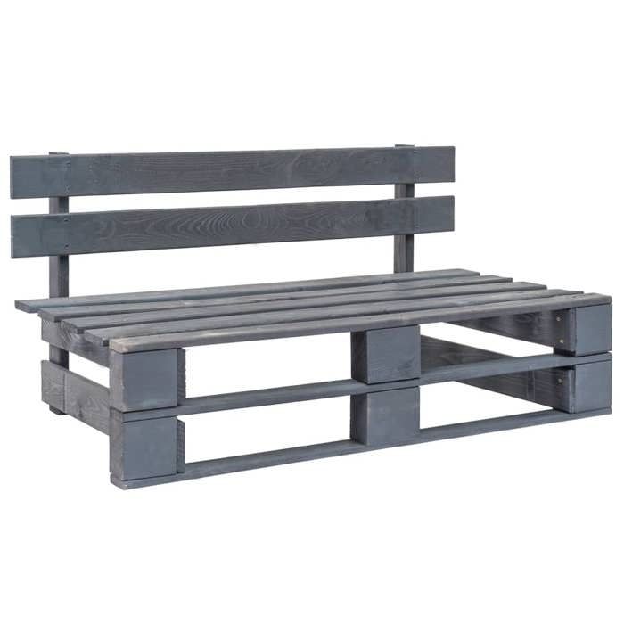 Vidaxl Banc palette de jardin en bois gris - 2 personnes - 110x65x55cm