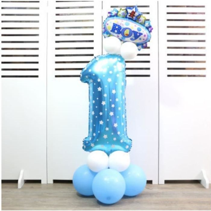 Kit Ballon Anniversaire Chiffre 1 Garcon Bleu Couleur Bleu Cdiscount Maison