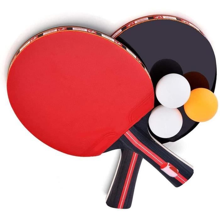 2 Raquette Ping Pong Peuplier Professionnel 3 Balles 1 Sac