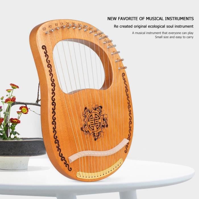 avec sac et accordeur instrument à cordes portable en acajou cadeau pour les mélomanes,Feng-B harpe lisse Lyre en bois massif 16 cordes pour le divertissement 