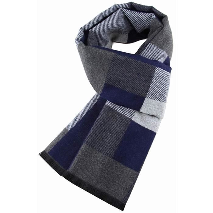 Pio - Echarpe en 100% cachemire unisexe tartan gris et rouge
