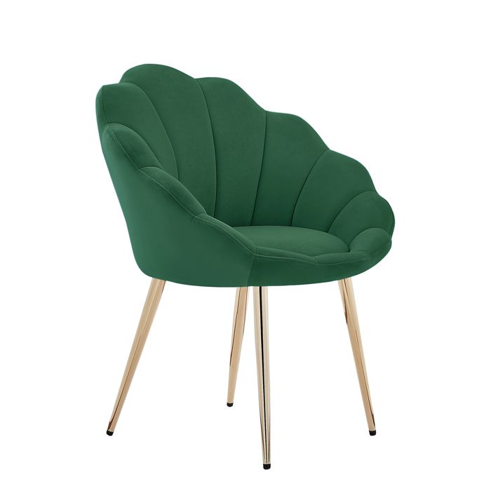 Fauteuil CORAIL velours vert sapin avec piétement doré Cdiscount Maison