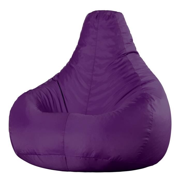 pouf fauteuil recliner - veeva - textile tissé - résistant à l'eau - violet