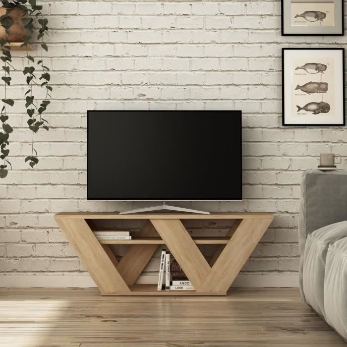 Meuble TV - PIPRALLA - Chêne - 110 x 30 x 40 cm