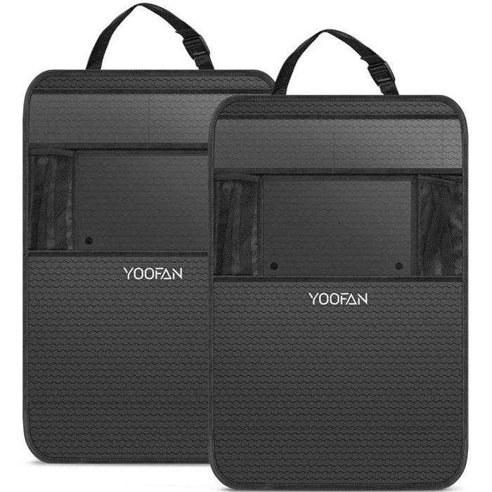 2Pcs Protège Siège Voiture,YOOFAN Imperméable Organisateurs de Voiture Kick Mats,Protection Arrière de Siège Auto Support iPad