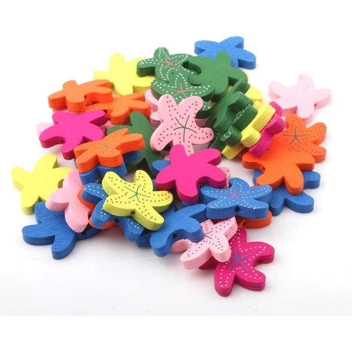 100 Perles En Bois à Enfiler 20 Mm - Avec Visage Souriant, Trou 4,5 Mm, Non Traitées, Pour Bijoux Et Bricolage