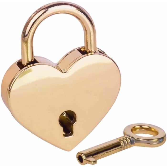 Cadenas en métal coloré en forme de cœur, cadenas exquis